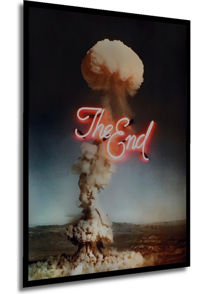 Nükleer Son Neon Görünümlü Ahşap Dekoratif Tablo Dikdörtgen Tablo