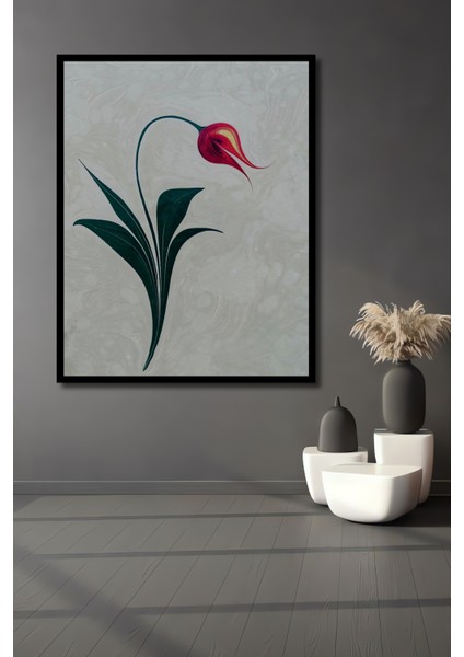 Osmanlı Lale Desenli Ahşap Dekoratif Tablo Yağlı Boya Görünümlü Sanat Eseri Dikdörtgen Tablo fiyatları