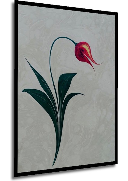 Osmanlı Lale Desenli Ahşap Dekoratif Tablo Yağlı Boya Görünümlü Sanat Eseri Dikdörtgen Tablo