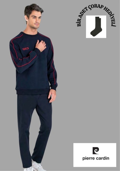 Mevsimlik Şeritli Bisiklet Yaka Eşofman Takımı THCLVR14PCVR