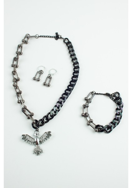 Zirkon Taşlı Ankakuş Figür Kolye Bileklik Küpe Set fiyatları