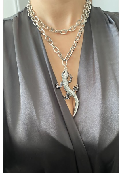 Ejder Figür Çift Sıralı Kolye