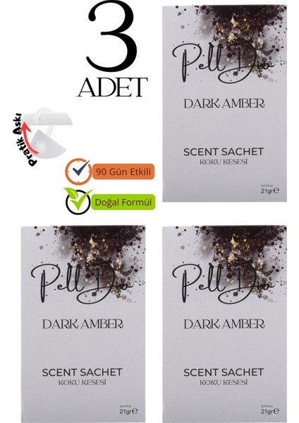 3'lü Amber Dolap Ayakkabılık ve Çekmece Parfümlü Kese Kokusu Oda Koku Kesesi