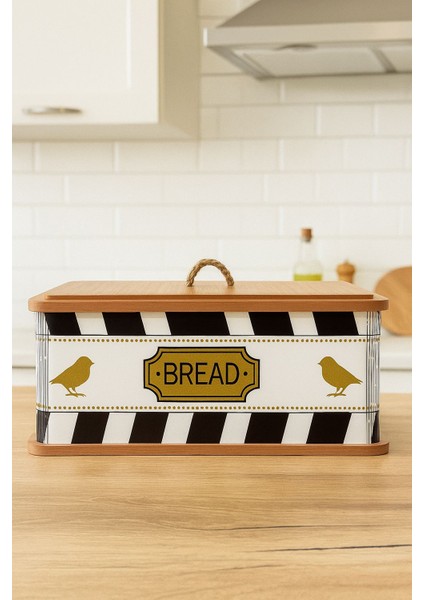 Dikdörtgen Ahşap Kuş Desenli Ekmeklik Doğal Ekmek Sepeti Lüks Ekmek Kutusu