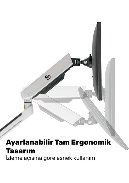 STD54024HLW Elysium 27"-35" Amortisörlü Rgb Profesyonel Gaming Vesa Çift Kol Monitör Tutucu fiyatları