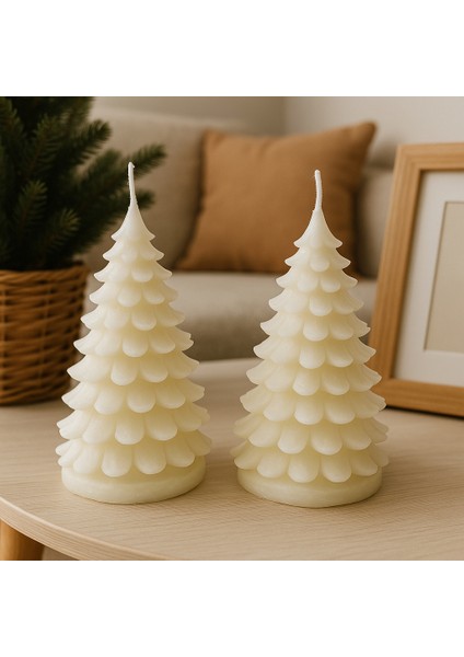 2’li Büyük Cam Beyaz Mum –– Sandal Ağacı Kokulu – Şık & Doğal