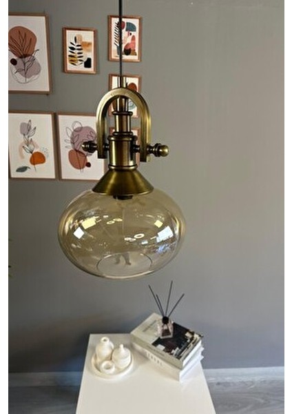 Solvia Cam Bal Rengi Tekli Avize Gemici Eskitme Başlık Retro Sarkıt Lamba Salon Aydınlatma fiyatları