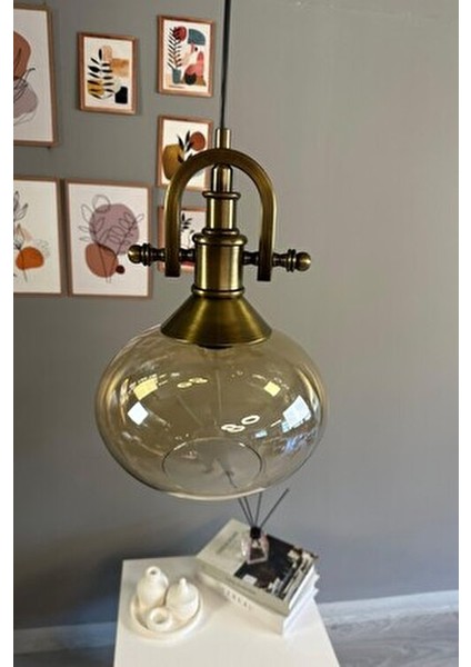 Solvia Cam Bal Rengi Tekli Avize Gemici Eskitme Başlık Retro Sarkıt Lamba Salon Aydınlatma indirimleri