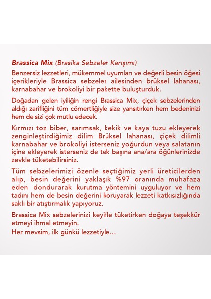 Brassıca Mıx 6’lı Set | Brüksel Lahanası, Karnabahar, Brokoli, Kırmızı Toz Biber, Sarımsak, Kekik ve Kaya Tuzu | Brasika Sebzeler Karışımı modelleri