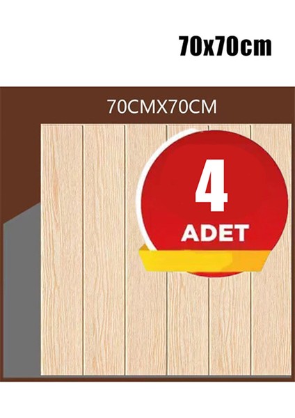 4 Adet, 70X70CM 0,50M² 3D Meşe Ahşap Lambri Görünüm Kendinden Yapışkanlı Duvar Kağıdı Kaplama Panel Köpük -AD05