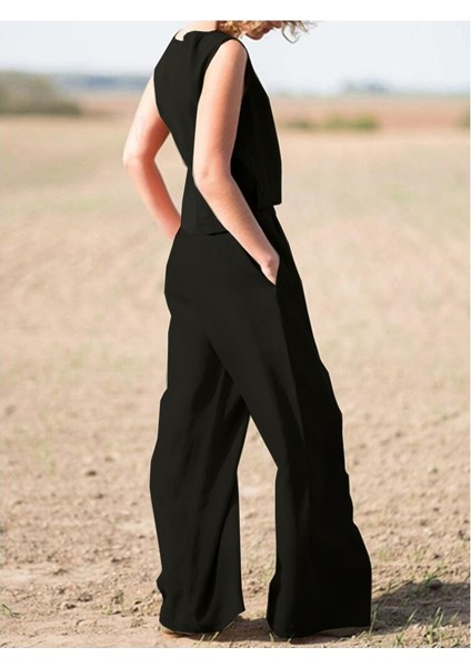 Keten Günlük Rahat Kolsuz Alt Üst Kadın Takım indirimleri