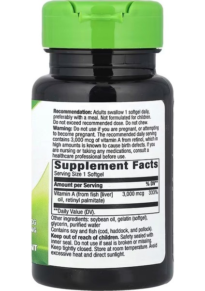 Nature's Way Vitamin A 3,000 Mcg 100 Softgels fiyatları