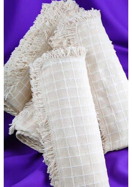 %100 Pamuklu Naturel Krem Renk Çekyat Örtüsü (Pakette 1 Adet Ürün Vardır) 180 x 180