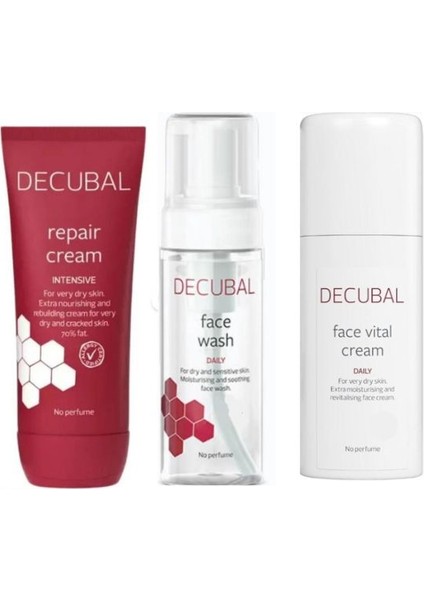 Repair Onarıcı Krem 100 ml ve Face Wash 150 ml Yüz Yıkama Jeli ve Face Vital Krem 50 ml