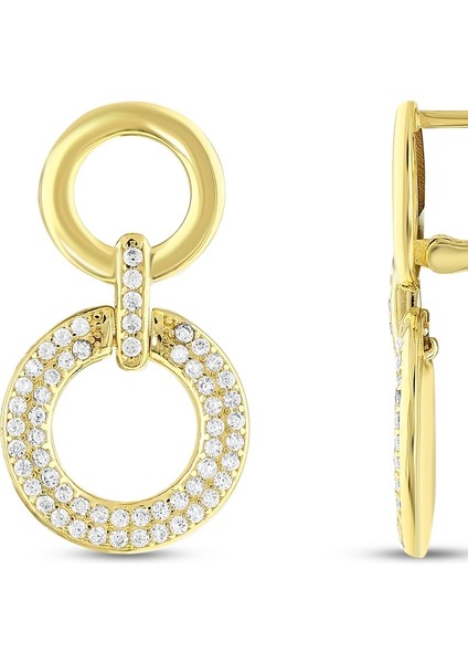 Taşlı Tasarım Altın Küpe - 14K fiyatları