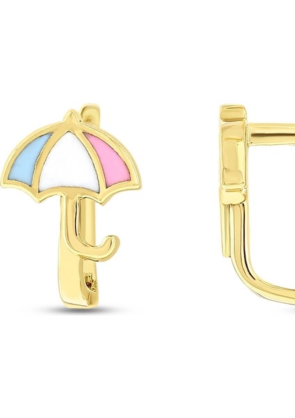 Şemsiye Figürlü Altın Çocuk Küpe - 14K fiyatları