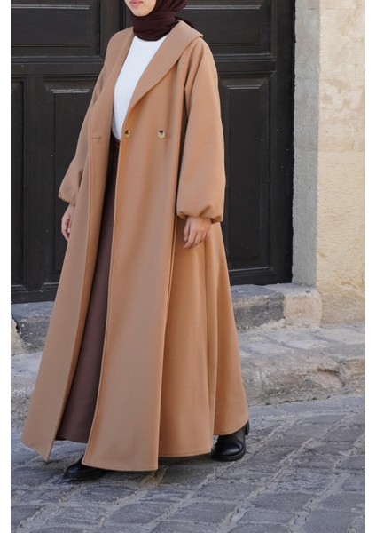 Şal Yaka Kaban - Sütlü Kahve