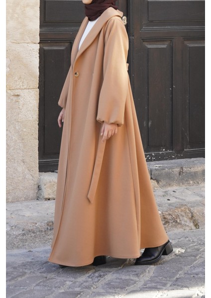 Şal Yaka Kaban - Sütlü Kahve