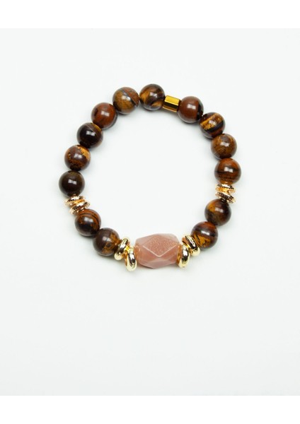 Güneş Taşı ve Kaplangözü Doğaltaş Kadın Bileklik