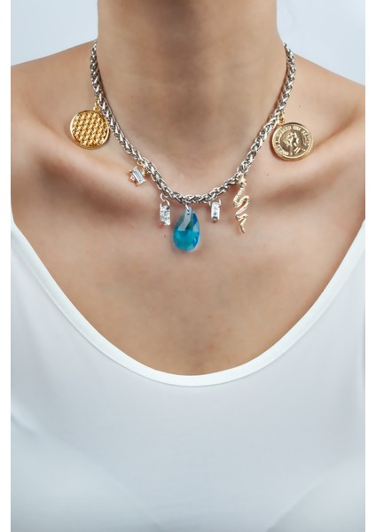 Gümüş Renk Zincir Charm Kolye fiyatları