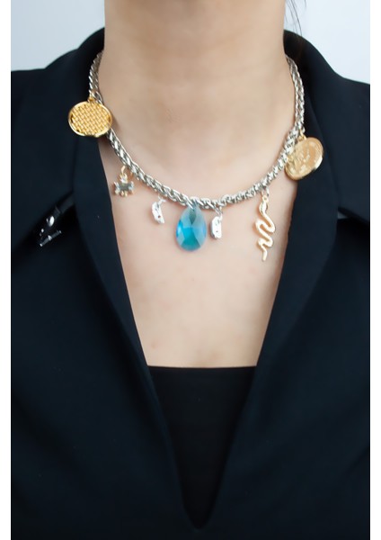 Gümüş Renk Zincir Charm Kolye fırsatları