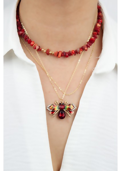 Arı Figür Mercan Doğal Taş Kolye fiyatları