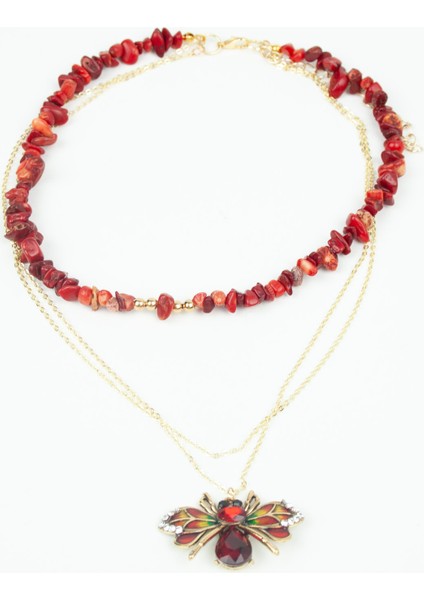 Arı Figür Mercan Doğal Taş Kolye modelleri