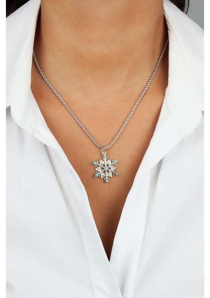 Zirkon Taşlı Kartanesi Figür Uçlu Gümüş Renk Çelik Kolye fiyatları