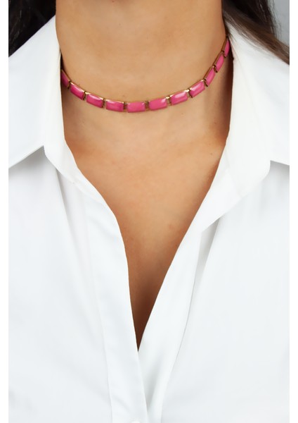 Mineli Fuşya Kadın Kolye