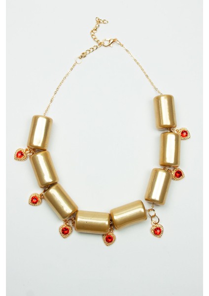 Kırmızı Kristal Kalp Sallantılı Özel Tasarım Kolye modelleri