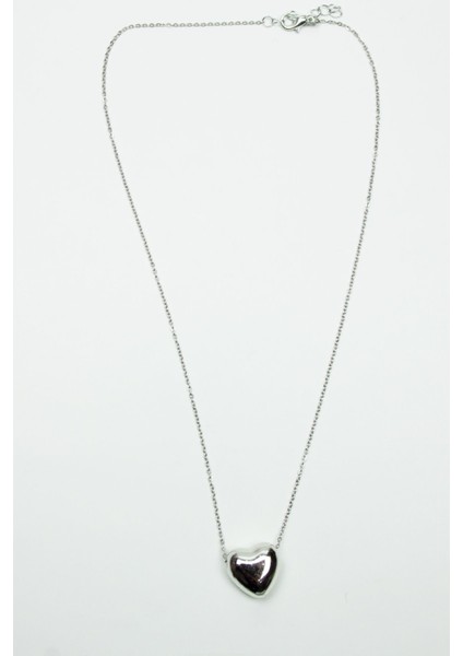 Gümüş Renk Pirinç Zincir Kalp Uçlu Kolye fiyatları