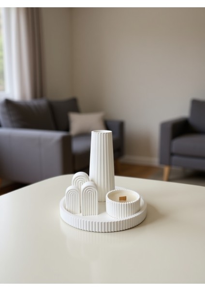 Modern Soft Dekor Seti – 6 Parça Beyaz Vazo - Mumluk - Dekoratif Obje Takımı fiyatları