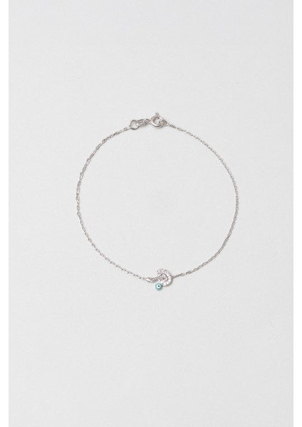 P Harfi 18 Ayar Beyaz Altın Kaplama 19 cm Gümüş Bileklik