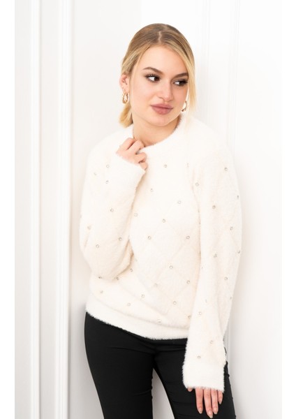 Elara Taşlı Baklava Desen Triko Kazak 24215 modelleri