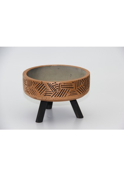 BONSAİ SAKSISI ARKAİK MOTİF AYAKLI - EL YAPIMI BAKIR BETON SAKSI indirimleri