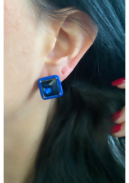 Safir Görünümlü Kare Küpe fiyatları