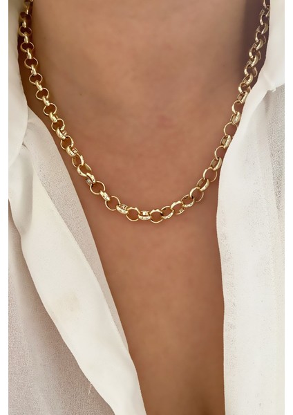 Halka Zincir Klasik Gold Kolye