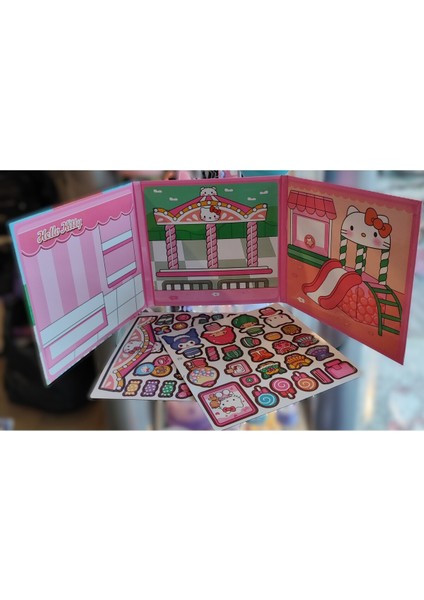 Manyetik Mıknatıslı Evcilik ve Giydirme Oyunu Sessiz Kitap Hello Kitty Figürlü