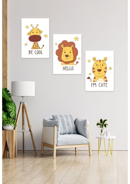 Çocuk Bebek Odası Mdf (Ahşap) 3parça Renkli Dekoratif Tablo fiyatları