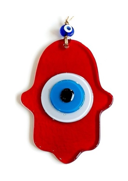 Nazar Boncuklu Kırmızı Renk Fatma Ana Bereket Eli Cam Duvar Süsü fiyatları