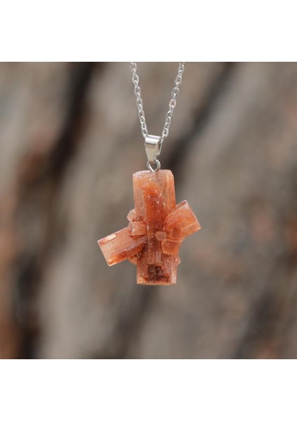 Aragont Taşı Çelik Kolye Ucu