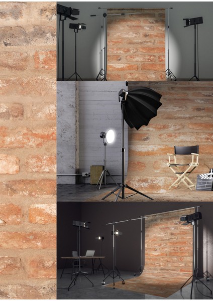 Rustik Tuğla Vinil Backdrop – Kırpık Dokulu Tuğla Desenli Fotoğraf Arka Planı (80×120 Cm)