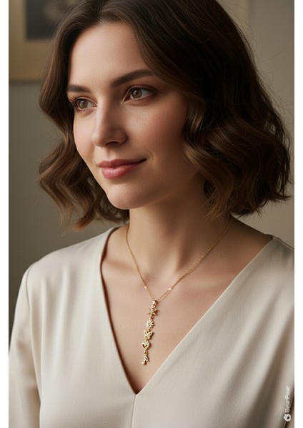 Zirkon Taşlı Y Kolye Kelebek Nota Kar Tanesi Şık Kadın Kolye modelleri