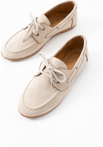 Juno Kadın Süet Bağcıklı Mokasen Ayakkabı Casual Babet