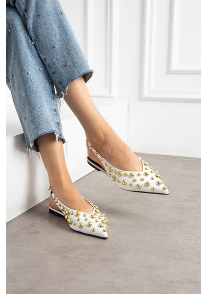 Aurora Kadın Gold Detaylı Sivri Burun Arkası Açık Babet fiyatları