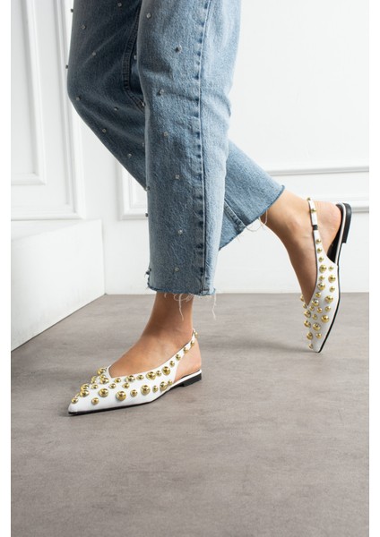 Aurora Kadın Gold Detaylı Sivri Burun Arkası Açık Babet fırsatları