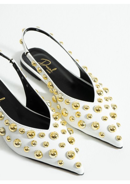 Aurora Kadın Gold Detaylı Sivri Burun Arkası Açık Babet