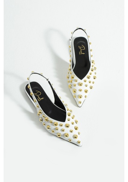 Aurora Kadın Gold Detaylı Sivri Burun Arkası Açık Babet