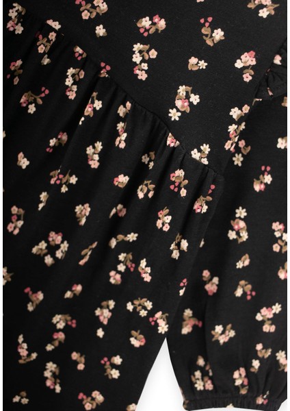 Desenli Mevsimlik Elbise 1-7 Yaş Siyah fırsatları