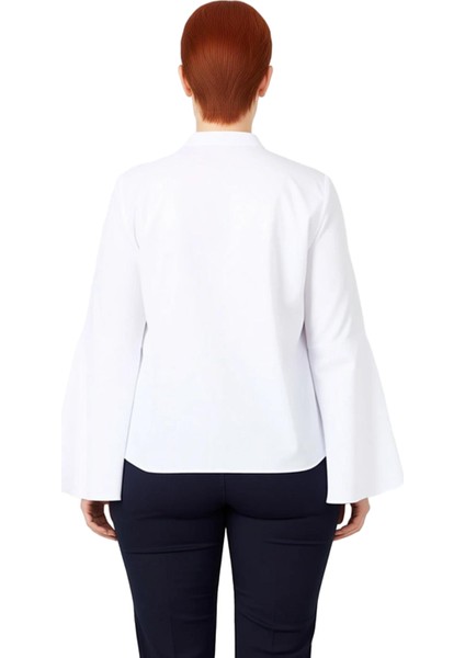 Kadın Klasik Regular Kesim Hakim Yaka Ispanyol Kol Dokuma Gömlek Zarafeti ve Fonksiyonel Şık fiyatları